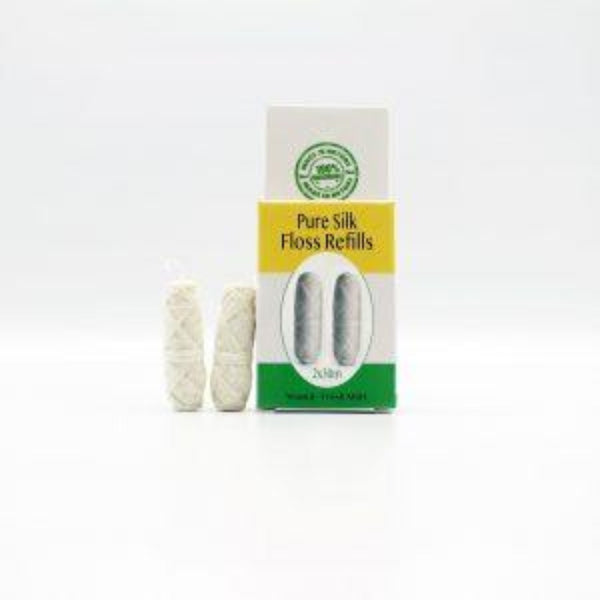 Silk Dental Floss in Glass Bottle + 2 Refill x30m