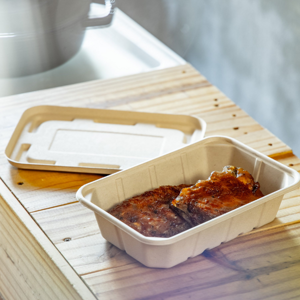 Bagasse Food Tray + Lid - 1300ML