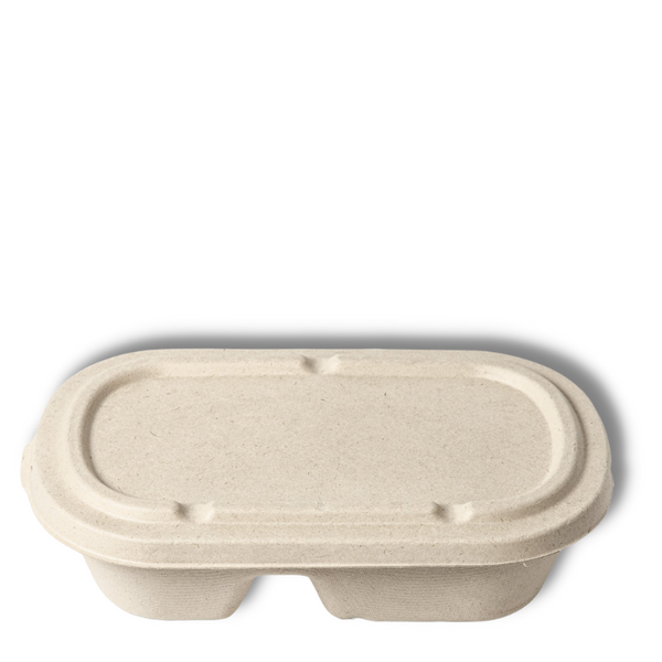 Bagasse 2 Partition Take Away Box + Lid - 980ML
