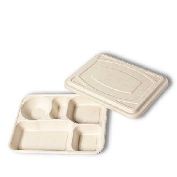 Bagasse 5 Partition Take Away Box - 1250ML