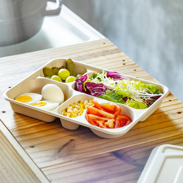 Bagasse 5 Partition Take Away Box - 1250ML