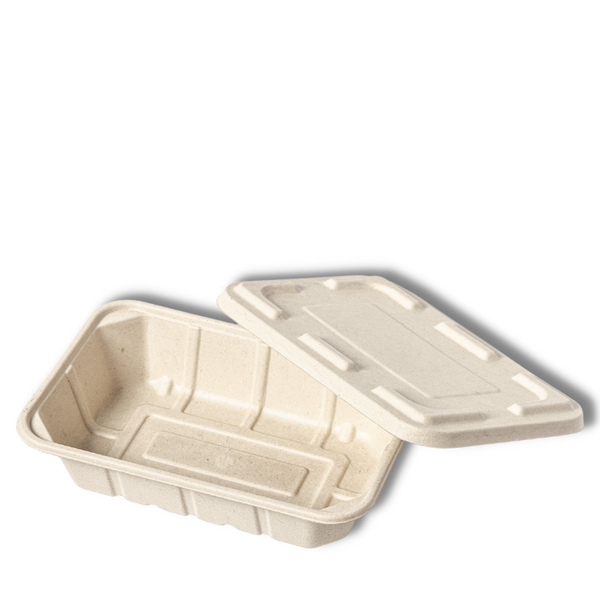 Bagasse Food Tray + Lid - 1300ML