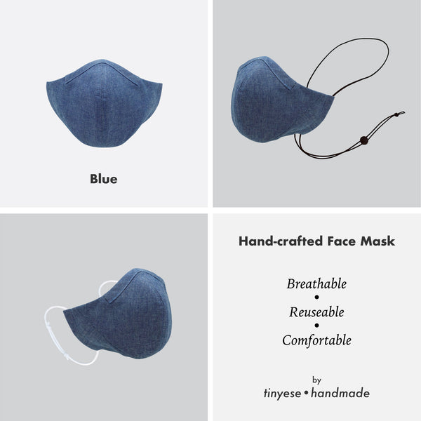 Reusable hand-crafted face mask BLUE