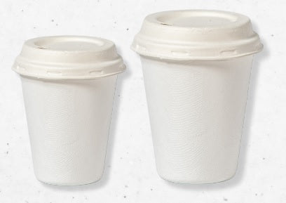 Plastic Free Double Wall Coffee Cup + Paper Lid 8 Oz + 12 Oz