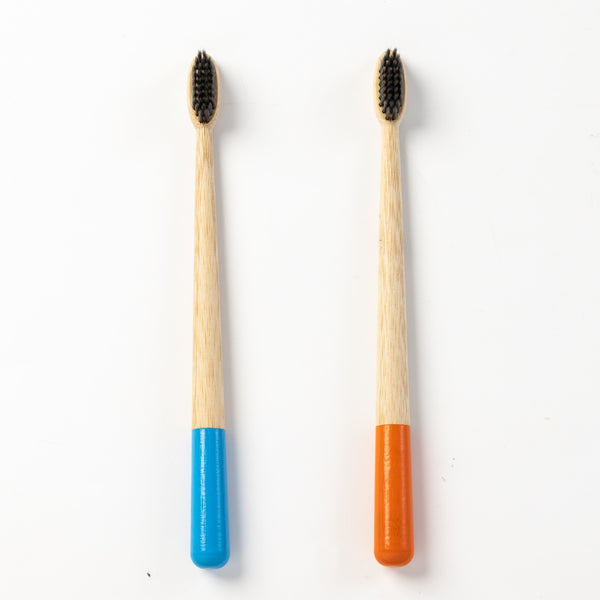 Bamboo Toothbush Adult Round Blue & Orange