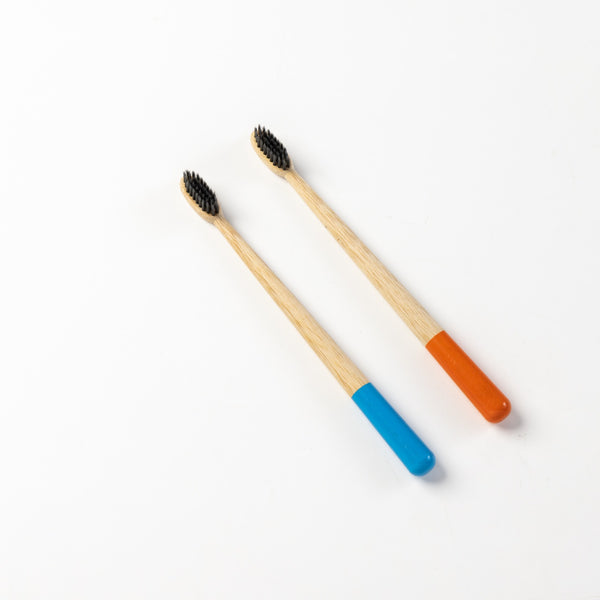 Bamboo Toothbush Adult Round Blue & Orange